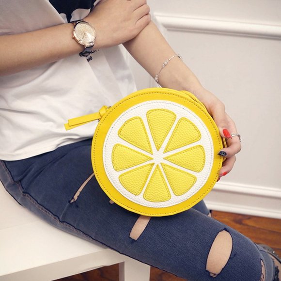 Purse handbag messenger bag yellow lemon fashion women fruit brand new - Picture 7 of 8